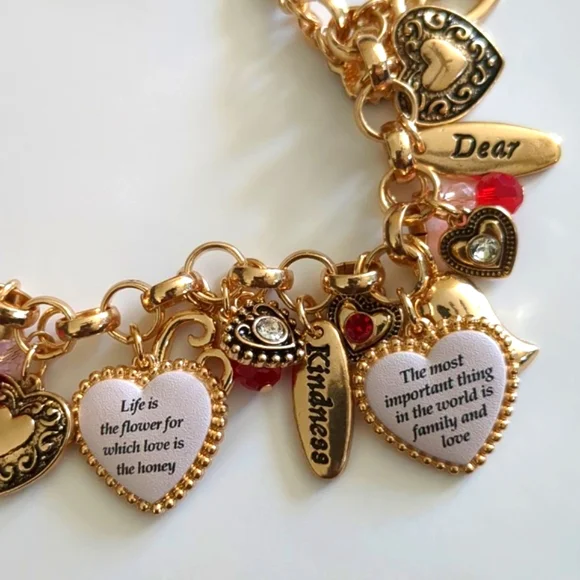 Inspirational Engraved Affection Love Kindness Heart Charm Bracelet - Picture 4 of 10